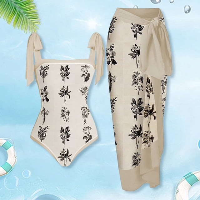 Traje De Baño Damas 2 Piezas De Traje De Baño De Playa Para Mujer Con Cordones Y Vestido Para Deportes Acuáticos (Xl Beige) Sywqhk Para Estrenar