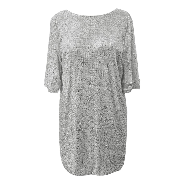 short loose sequin dress Oversized Sequined Dress