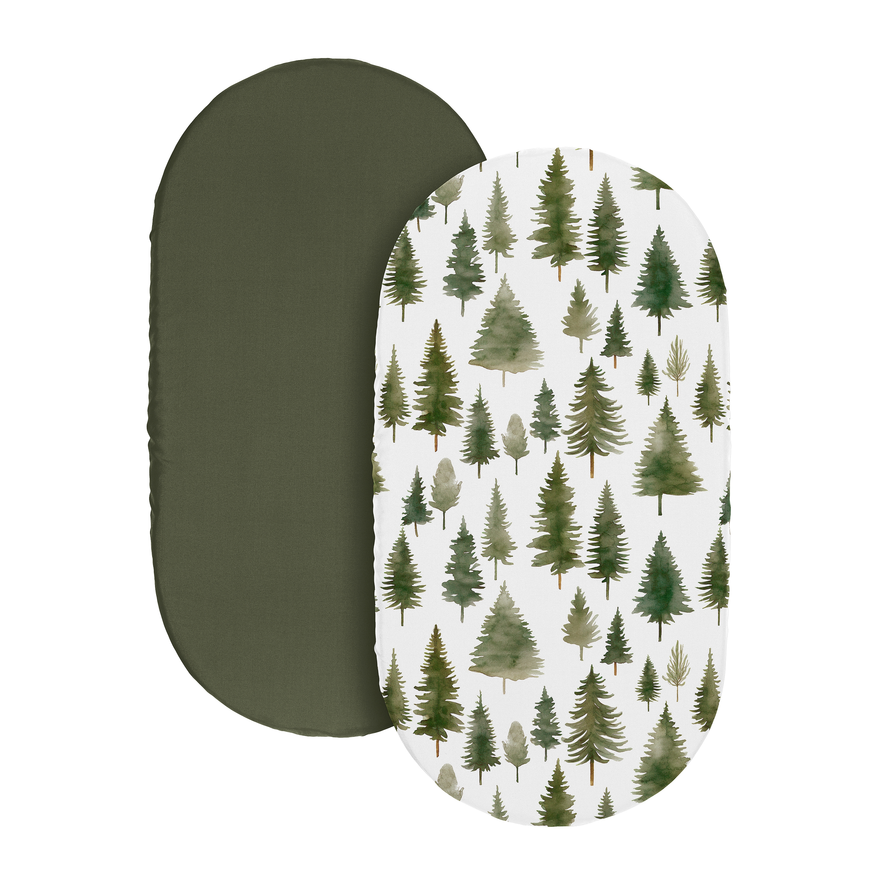 Sweet Jojo Designs Woodland Pine Tree Boy, Girl, Unisex/Gender Neutral Baby Bassinet Fitted Sheets Set 2 Piece