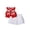 Red, variant on Girls O-neck Sleeveless Bow Vest Top with White Pleated Skirt 2 Piece Formal Dress Set Outfit Set