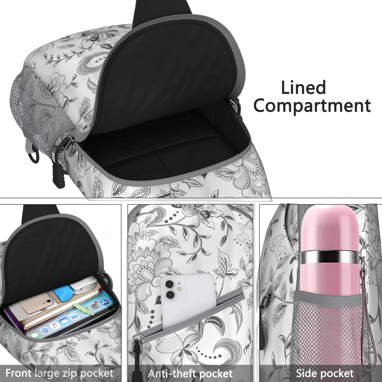 Artistic Home Accents Chest Bag Anti-Theft Crossbody Sling Bag for Hiking Vintage & Durable