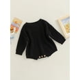 thumbnail image 3 of Gzhioc Infant Baby Boys Girls Fall Romper 0 3 6 9 12 18 24 Months Knitting Ribbed Surface Round Neck Long Sleeve Solid Color Crotch Button Bodysuit, 3 of 8