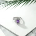thumbnail image 4 of Gem Stone King 925 Sterling Silver Oval Purple Amethyst Halo Engagement Ring for Women (2.35 Cttw, Gemstone February Birthstone, Oval 8X6MM, Size 5), 4 of 4