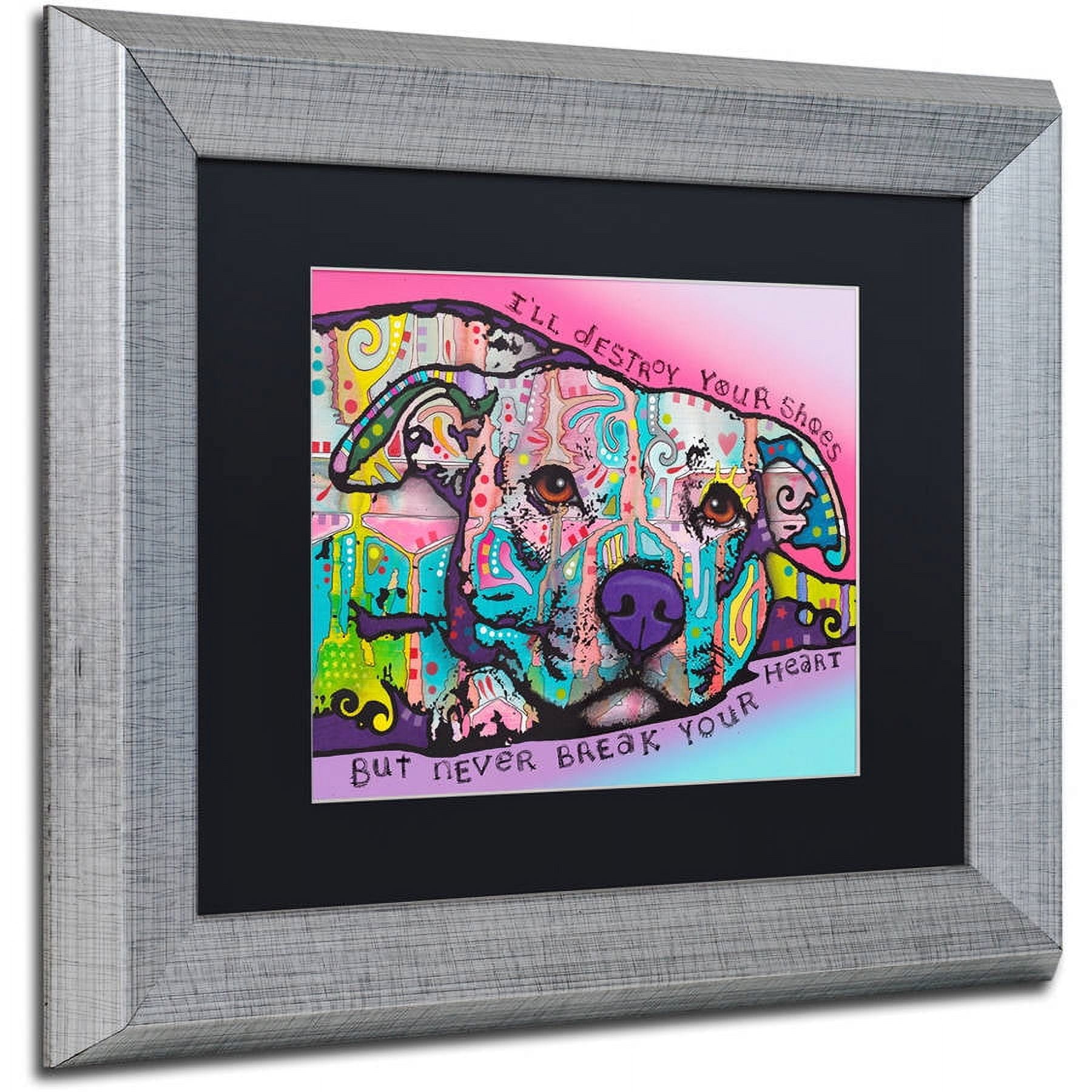 Trademark Fine Art "Never Break Your Heart" Canvas Art by Dean Russo, Black Matte, Silver Frame
