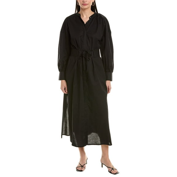 ALPHA STUDIO womens Maxi Shirtdress, 46, Black
