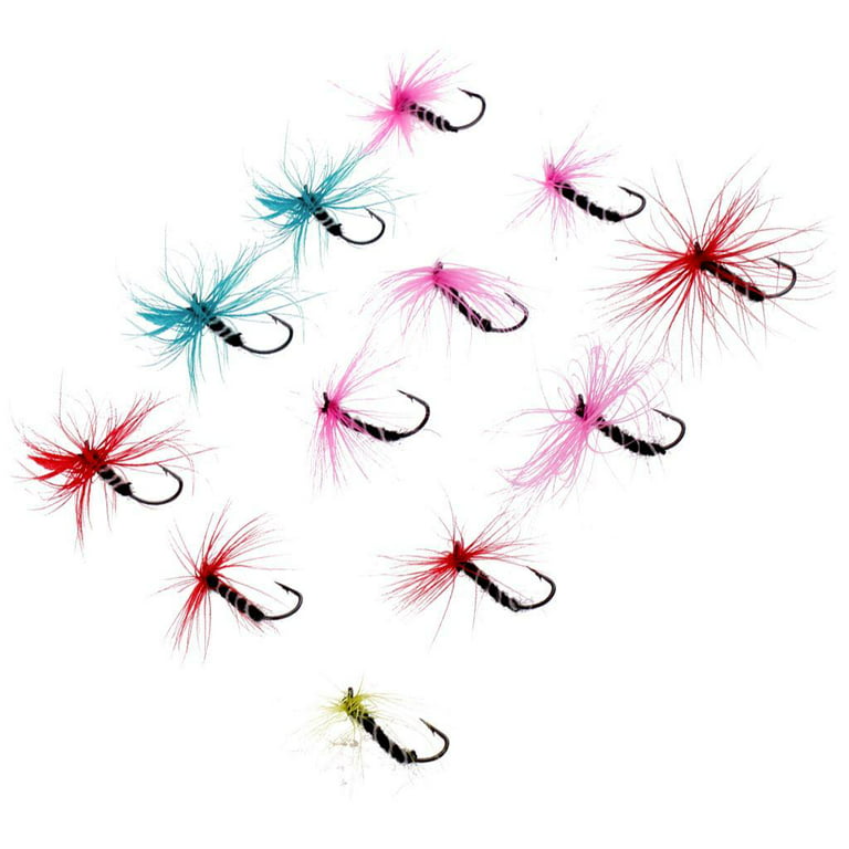 12pcs Assorted Trout Fly Fishing , Mixed Colour Fishing Hooks - 004# 