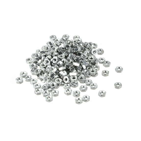 Unique Bargains 200pcs M2 Metric Carbon Steel Hexagon Hex Nut Silver Tone