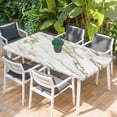 thumbnail image 2 of Golden Marble Table Cloths for 5 Foot Rectangle Tables, Abstract Modern Minimalist Art Patio Waterproof Elastic Fitted Tablecloths, Washable Rectangular Table Cover for Camping, 2 of 8