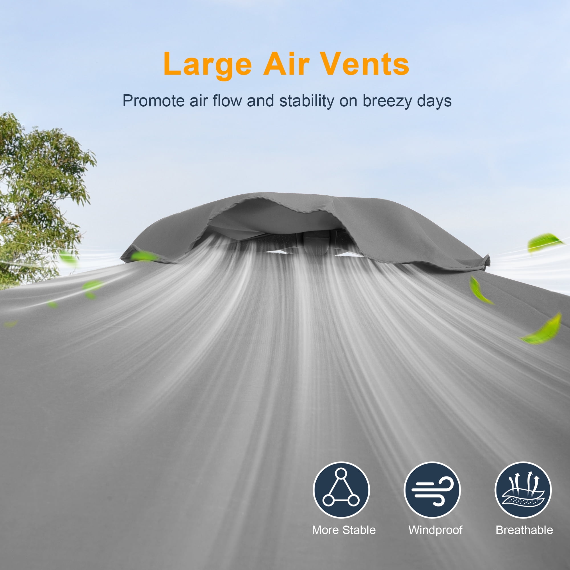ACEGOSES 6x9ft Outdoor Patio Deck Market Umbrella, Outside Table Umbrellas with Non-Fading Polyester canopy,Gray