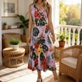 thumbnail image 1 of TaTaai Ladies Sleeveless V-Neck High Waisted Printed Casual Dress High Elastic Comfortable Fabric Slim Fit Fashion Dress for Spring Summer Daily Life Gift, 1 of 7