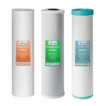 iSpring F3WGB32BM 4.5” x 20” 3-Stage Whole House Water Filter Set Replacement Pack with Sediment, CTO Carbon Block, and Iron & Manganese Reducing Cartridges Fits WGB32BM, White (Pack of 1)