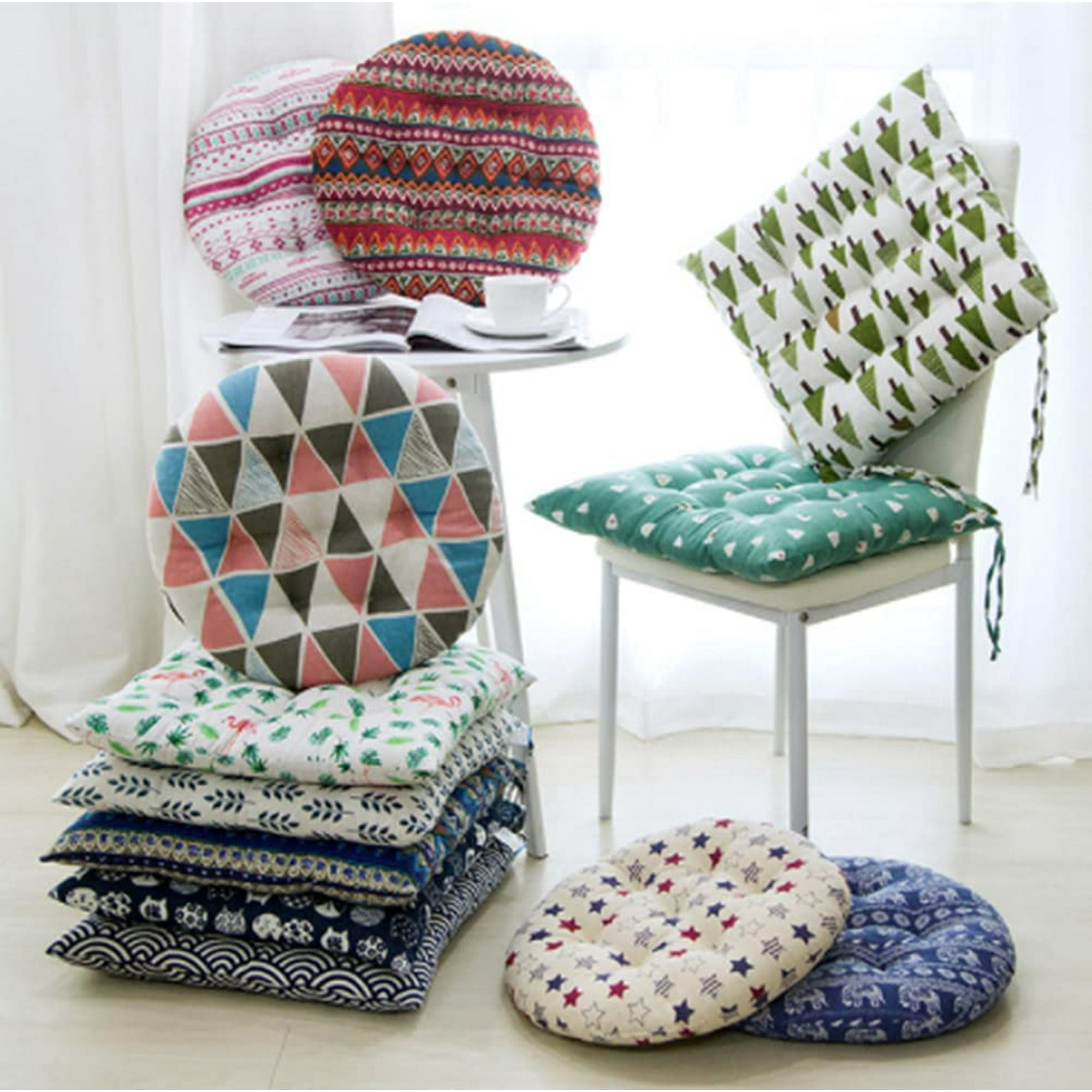 SHAR Red Set of 2 Dining Garden Kitchen Chair Cushions with Ties
