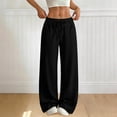 thumbnail image 2 of VEKDONE Womens Cotton Wide Leg Pants Casual Flowy Drawstring High Waist Palazzo Pants Summer Loose Fit Comfy Straight Trousers with Pockets Black S, 2 of 9