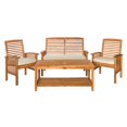 thumbnail image 3 of 4-Piece Acacia Solid Wood Outdoor Patio Conversation Set with Cushions - Brown, 3 of 6
