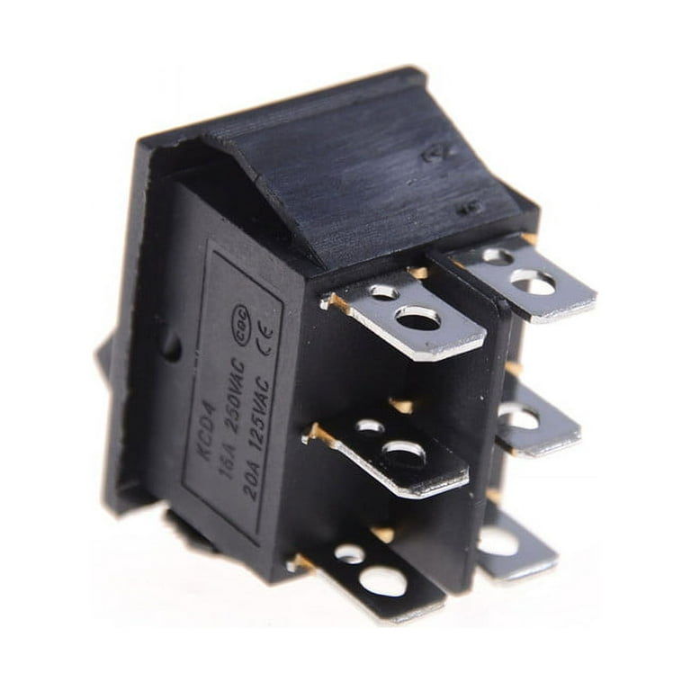 1PCS KCD4 Rocker Switch Black DPDT ON/OFF/ON 6 PIN 16A