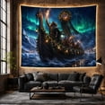 thumbnail image 6 of Viking Ship under Green Aurora with Lanterns, Adventurous Digital Art for Norse Mythology Fans, Ocean Voyage Decor, Housewarming Gift, Tapestry Wall Hanging for Studio and Den, 6 of 7