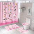 thumbnail image 3 of La cortina de ducha del cuarto de baño del gatito del rosa de encargo 3d de la impresión al por mayor de alta calidad fijó 4 pedazos, 3 of 4