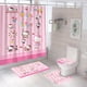 thumbnail image 3 of La cortina de ducha del cuarto de baño del gatito del rosa de encargo 3d de la impresión al por mayor de alta calidad fijó 4 pedazos, 3 of 4