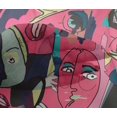 thumbnail image 5 of oneOone Viscose Chiffon Pink Fabric Abstract Comic Face Fabric For Sewing Printed Craft Fabric By The Yard 42 Inch Wide, 5 of 5