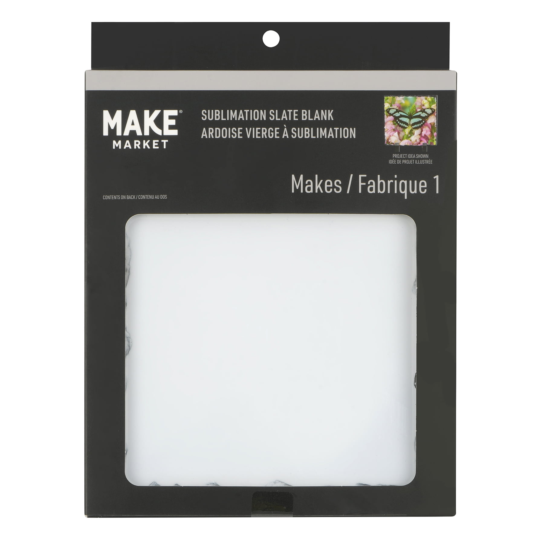 Make Market 6" Square Slate Sublimation Blank - Rough-Edged Slate with Polyester Coating, Single-Sided for Heat Press Printing, Includes Display Stand, 12 Pack