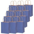 thumbnail image 4 of Large Kraft Paper Bags with Handles 13"x10"x5" 32 pcs Gift Paper Bag Deep Blue Solid Color Bags（Large Size）, 4 of 12
