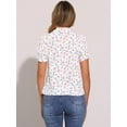 thumbnail image 4 of DARING DIVA Women's Polka Dots Tie Bow Chiffon Blouse M White-Floral, 4 of 6