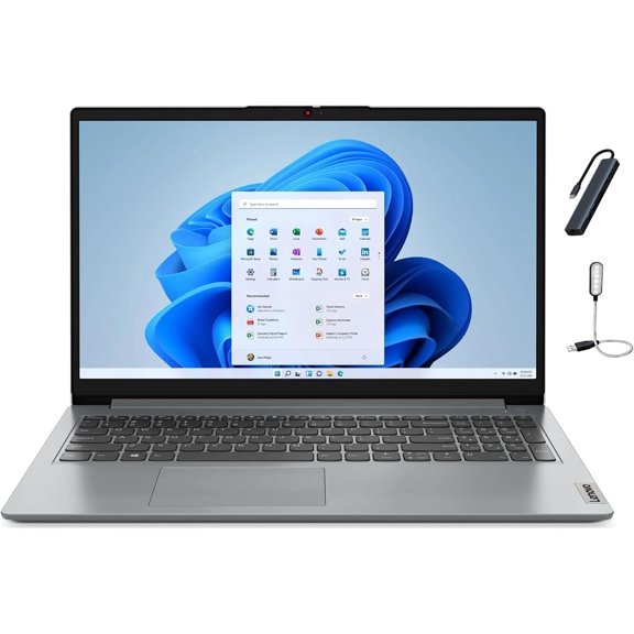 Lenovo Ideapad 1 15.6 inch HD Laptop, Intel Celeron N4500 Processpr, 4GB DDR4 RAM, 128GB eMMC, One-year Office 365, Windows 11 Home in S Mode, Grey with Mazepoly Accessories