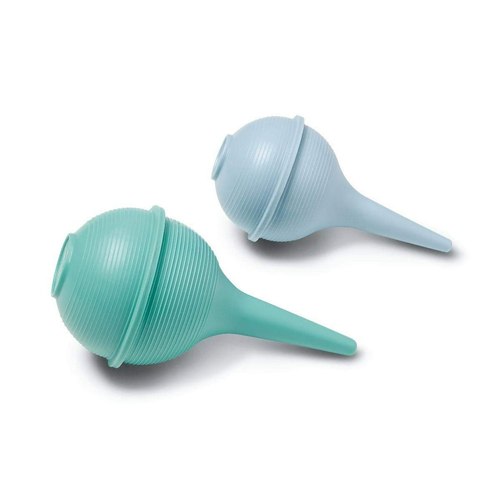 Nasal Aspirator and Ear Wax Bulb Syringes 2 oz Blue, 3 oz Green Combo