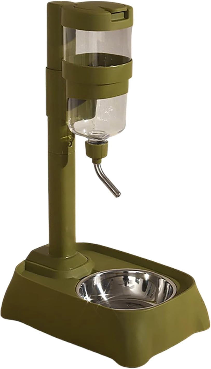 Large Capacity Automatic Pet Feeder & Water Dispenser, Height Adjustable Stainless Steel Elevated Dog Bowl for Medium & Small Dogs, Cats, and Small Pets, Easy to Clean