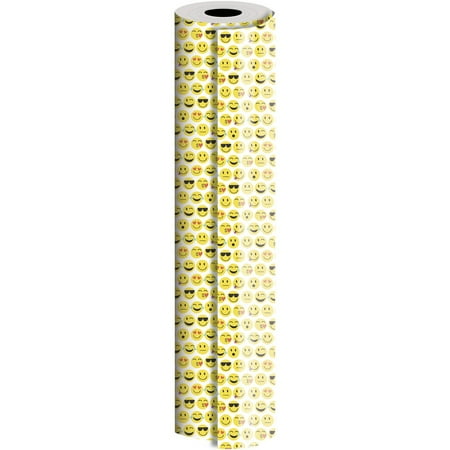 JAM Paper Industrial Bulk Wrapping Paper, 1/Pack, Emojis Gift Wrap, 520 Sq Ft (1/4 Ream)