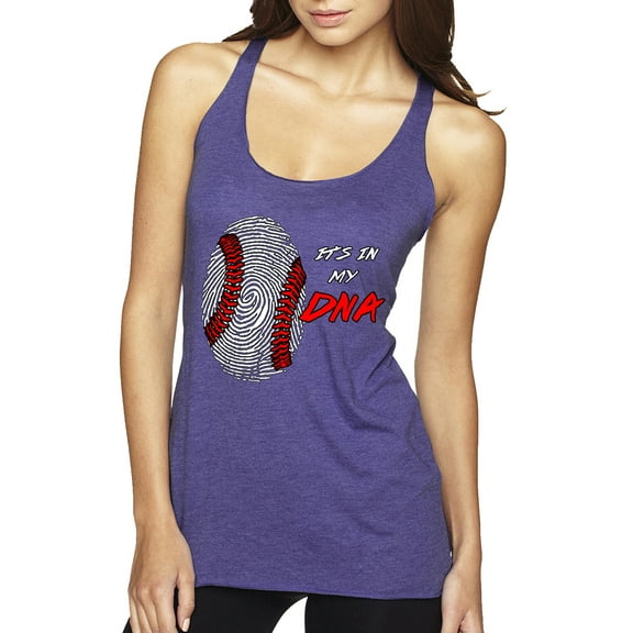 Wild Bobby, Baseball Fingerprint It's In My DNA, Sports, Women Tri-Blend Racerback Tank Top, Purple Rush, Medium