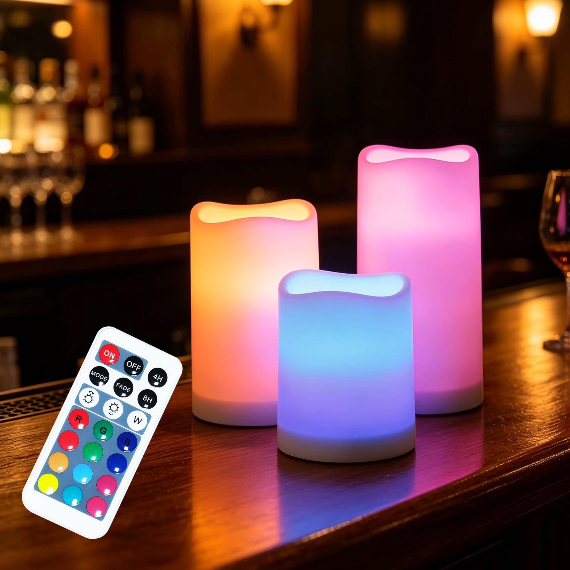 Lavish Home 3 Piece LED Flameless Candle Set with Remote, Vanilla