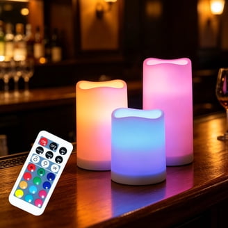 Lavish Home 3 Piece LED Flameless Candle Set with Remote, Vanilla