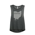 thumbnail image 1 of Thread Tank Home Roots State Ohio OH Women's Sleeveless Muscle Tank Top Charcoal Small, 1 of 4