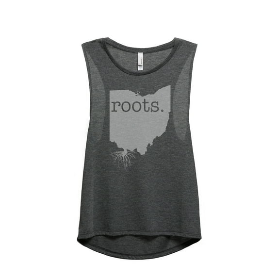 Thread Tank Home Roots State Ohio OH Women's Sleeveless Muscle Tank Top Charcoal Small