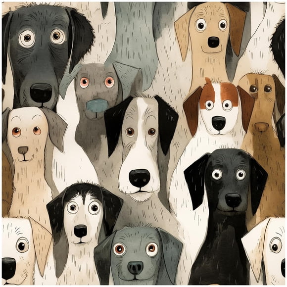 HAOKHOME Vintage Dog Wallpaper Peel and Stick Textured Black Animal Renter Friendly Wall Paper for Bathroom Decor 44.5cm