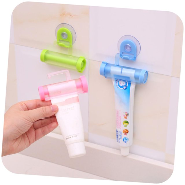 Exprimidor de pasta de dientes, tubo enrollable de plástico reutilizable, dispensador de pasta de dientes adecuado para cosméticos y pasta de dientes, 4 Uds.
