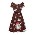 thumbnail image 2 of SCRAWLGOD Santa Claus Dresses for Women with Short Sleeves Midi Dresses for Women Slimming Streaks Summer Dress with Sleeves Midi Casual Size L Round Neck for Christmas, 2 of 7