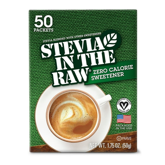 Stevia In The Raw Zero Calorie Sweetener, Sugar Substitute Packets, Vegan, 50 Count, 1.75 oz