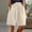 Beige, variant on Cagogo Women Plus Size Cotton Linen Elastic Waist Shorts Casual Loose Regular Fit Shorts with Pockets Solid Summer Travel Beach Lounge Bottoms, Black 4XL