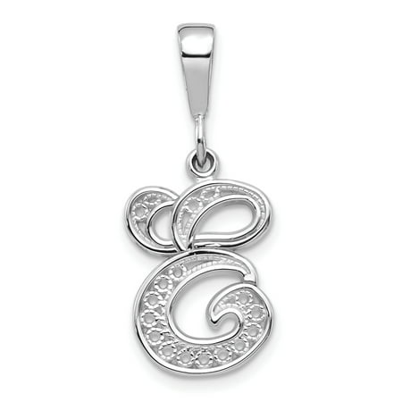 IceCarats - 14kt White Gold Solid Filigree Initial Monogram Name Letter E Pendant Charm Necklace ...