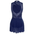 thumbnail image 5 of Choomomo Women's Lyrical Dance Dress Sleeveless Ruched Ballet Leotard Dress Modern Contemporary Dance Dresses Navy Blue XXL, 5 of 6
