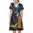 thumbnail image 1 of Vsdgher Robe de Plage Violette à Champignon Lumineux pour Femmes Été 2025 Décontractée Midi Maxi Légère à Manches Courtes à Col Rond, 1 of 6