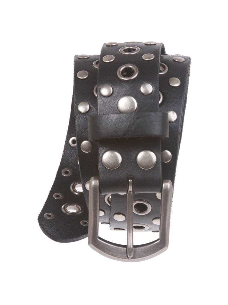 Casual Riveted Studded Grommets & Studs Solid Leather Belt