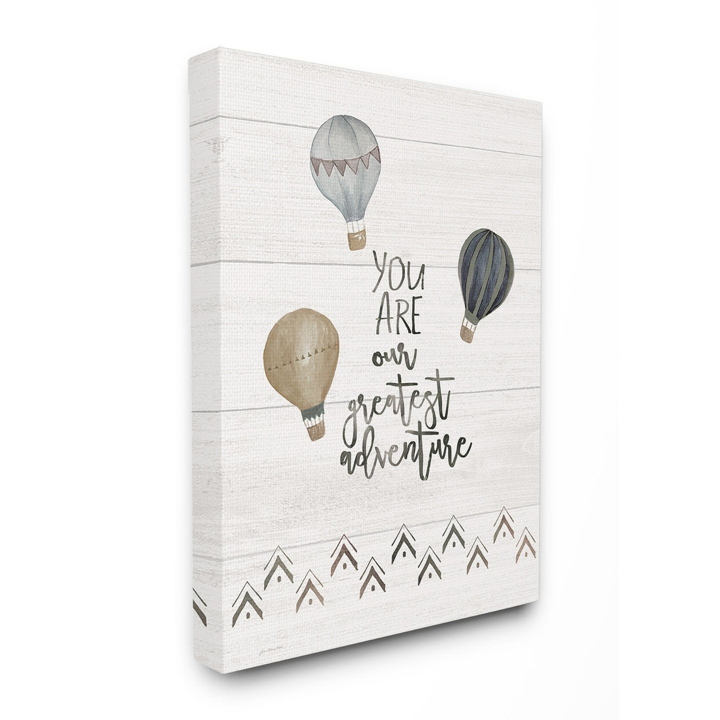 The Kids Room By Stupell Our Greatest Adventure Neutral Grey Hot Air Balloons Canvas Wall Art