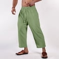 thumbnail image 2 of Zszcpp Linen Pants Men Long Brief Style Lace Up Solid Color Breathable Large Pocket Cropped Daily Lounge Trousers Casual Trouser, 2 of 5