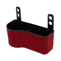 Unique Bargains Car Trash Can Portable Front Seats Trash Bin Red 1 Pc 7.5" Length 3.2" Width 3.5" Height Plastic