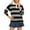 Grey, variant on Striped Polo Shirt for Women Long Sleeve Lapel Collar T Shirt Loose Pullover Tops Blue XL
