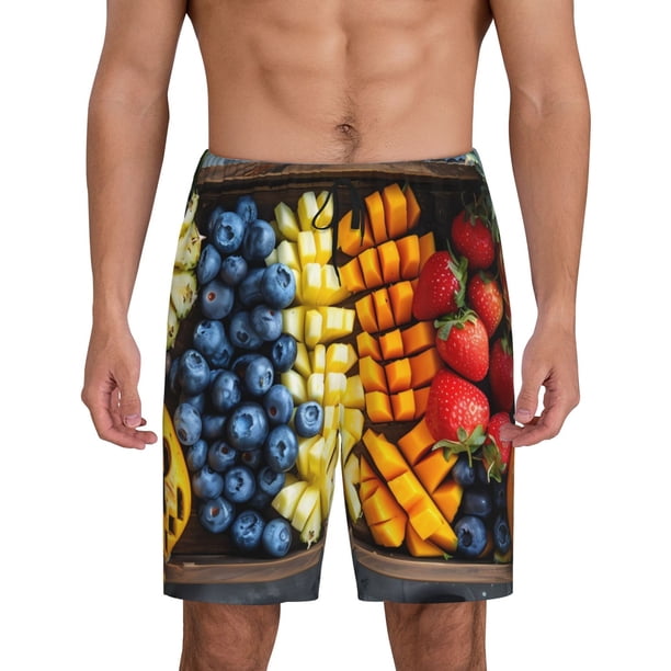 Fotbe Halloween Fruit Platter Pantalones Cortos de Pijama para Hombre, Ropa de Dormir, Pantalones de Pijama Cortos para Hombre-3X-Large