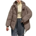 thumbnail image 2 of Fartey Oversized Winter Coats for Women Dressy Casual Long Sleeve Hooded Padded Jacket Loose Full Zip Quilted Hoodies Fashion Solid Color Outwear with Pockets, 2 of 6